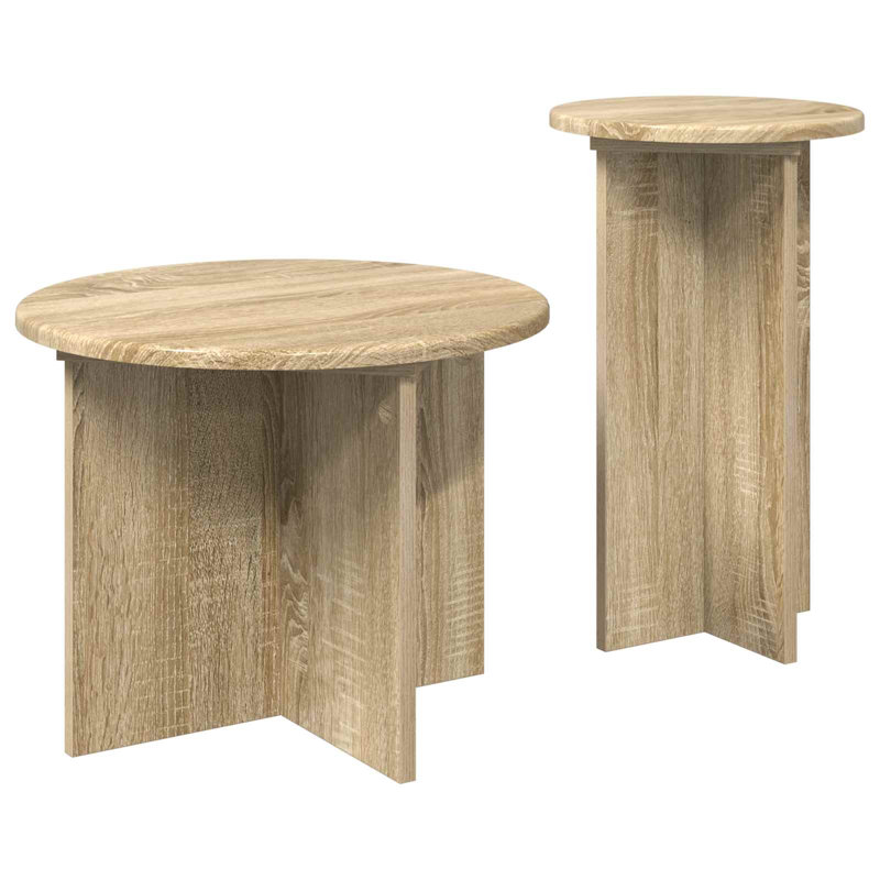 Round Nesting Side Tables, Sonoma Oak