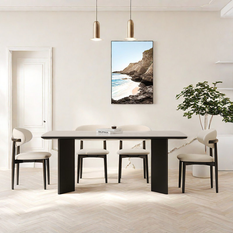 Rectangular modern table and chair, 29.5"H x 78.7"L x 31.4"W