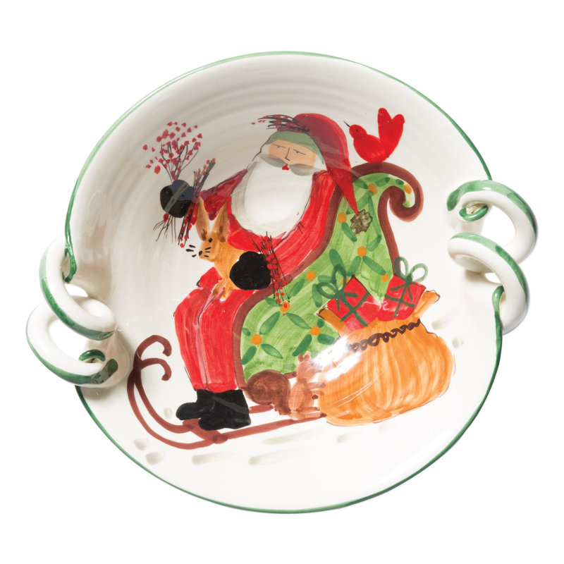 Old St. Nick Earthenware Serving Bowl