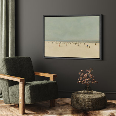 Reproduction d'art victorienne sur toile, scène sereine côtière encadrée pour un salon d'inspiration rétro ou un couloir décontracté