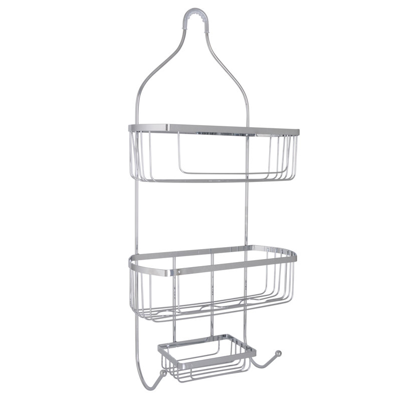 Chrome 3-Tier Over-the-Shower Head Caddy with PVC Grip