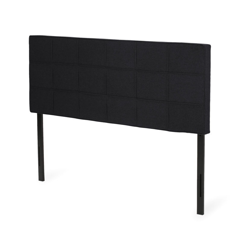 Tête de lit très grande taille avec bords passepoilés et gaufres en tissu à hauteur ajustable capitonnée, Noir