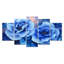 «Dancing Blue Symphony of Carnation I», art mural 5 panneaux