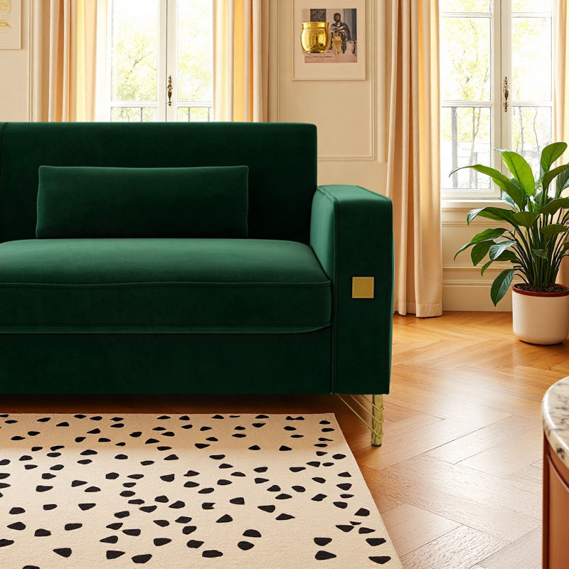 Canapé avec accents dorés - Canapé moderne à 3 places avec coussins moelleux et ressorts ensachés individuellement pour une assise confortable