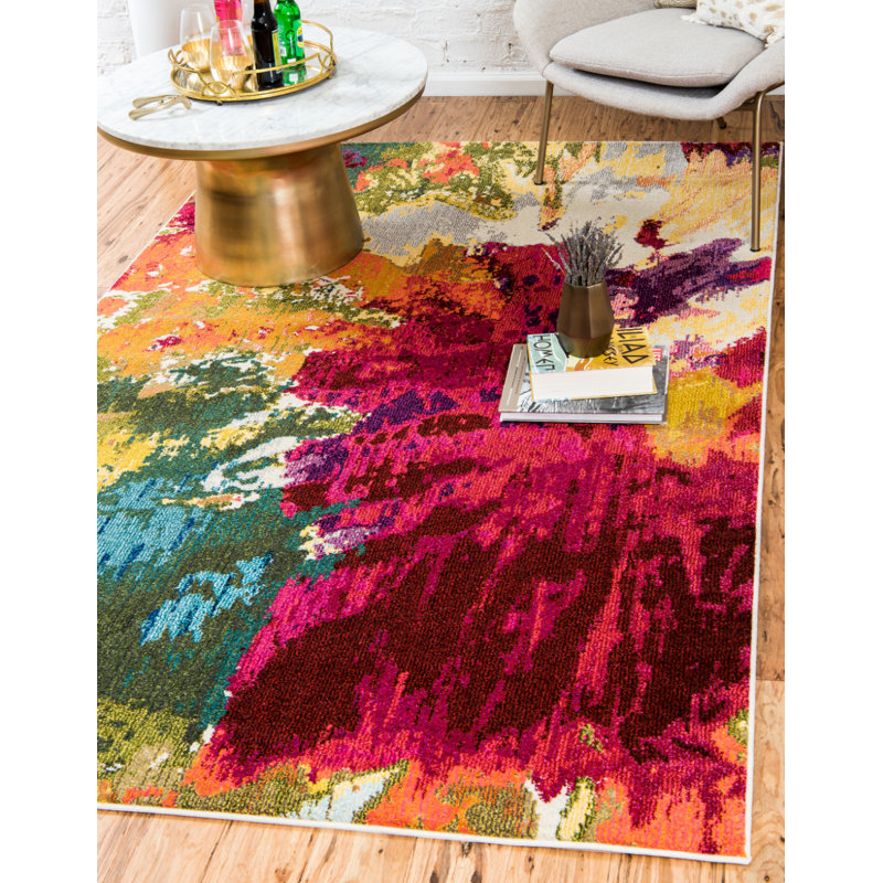 Tapis rose / vert Rizer, Rectangle 10 pi 6 po x 16 pi 5 po