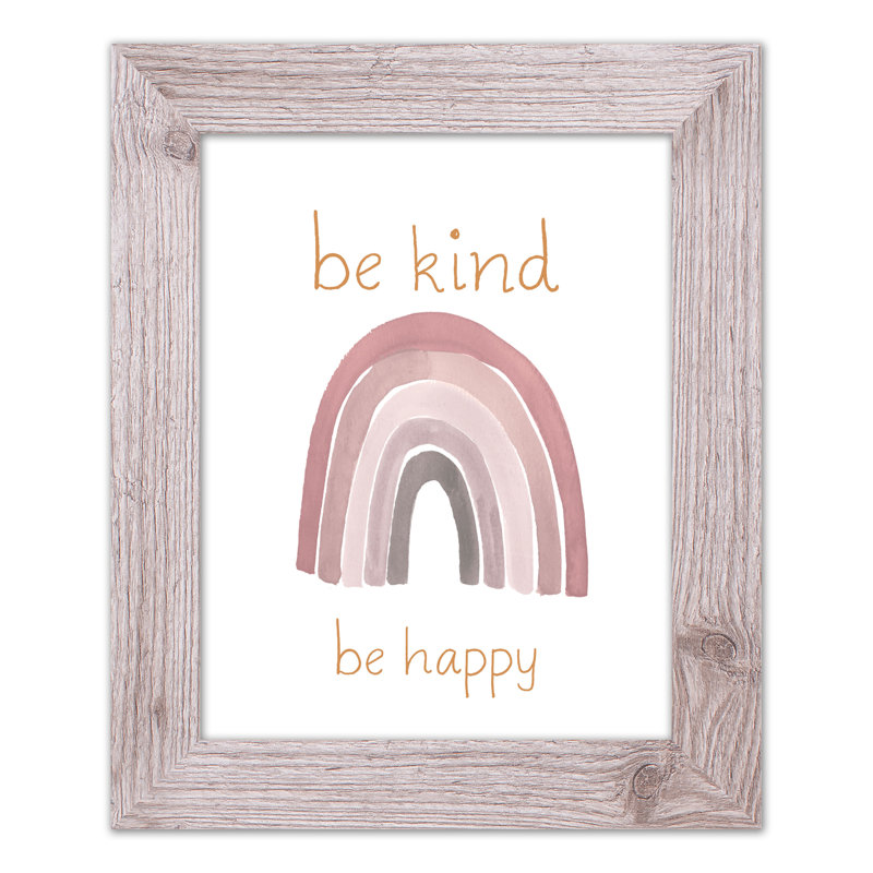 «Be Kind Happy», art encadré, H 14 po x l 11 po x P 0,75 po, Cadre blanc