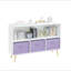 Bibliothèque pour enfants avec tiroirs en tissu pliables, présentoir à livres pour enfants, armoire de rangement pour jouets, blanc / mauve-827865443