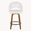 Ensemble de 2 tabourets de comptoir à hauteur fixe, structure en bois de noyer avec similicuir blanc et repose-pieds en métal noir-448044657-448044656