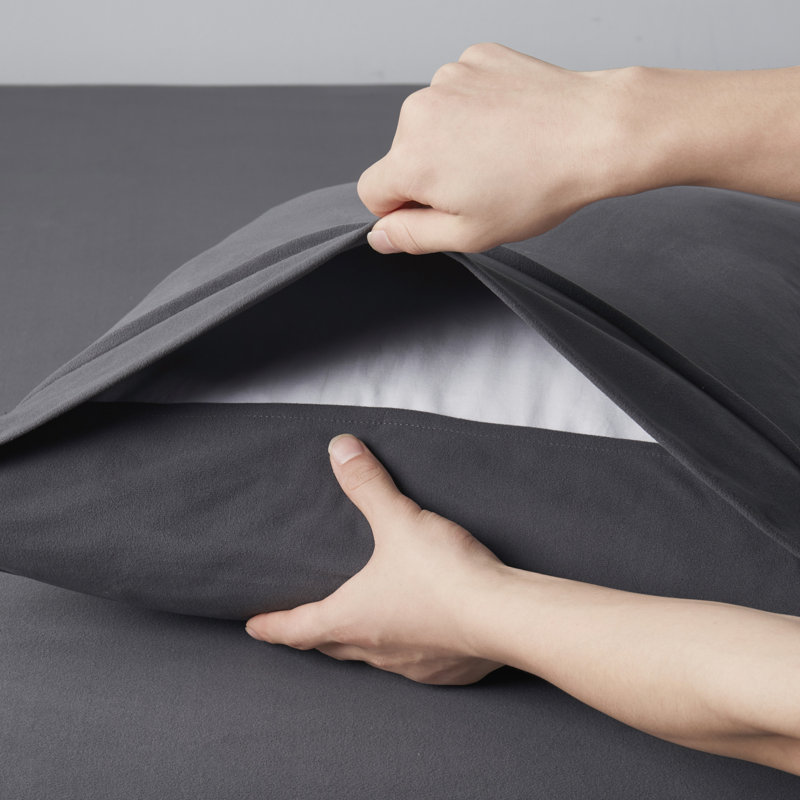 Solid Flannel Pillowcases Ultra Soft By Sweet Home Collection, Gray, Queen Pillow Case