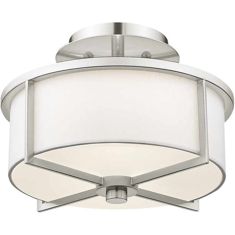 Fabric Semi Flush Mount, Brushed Nickel