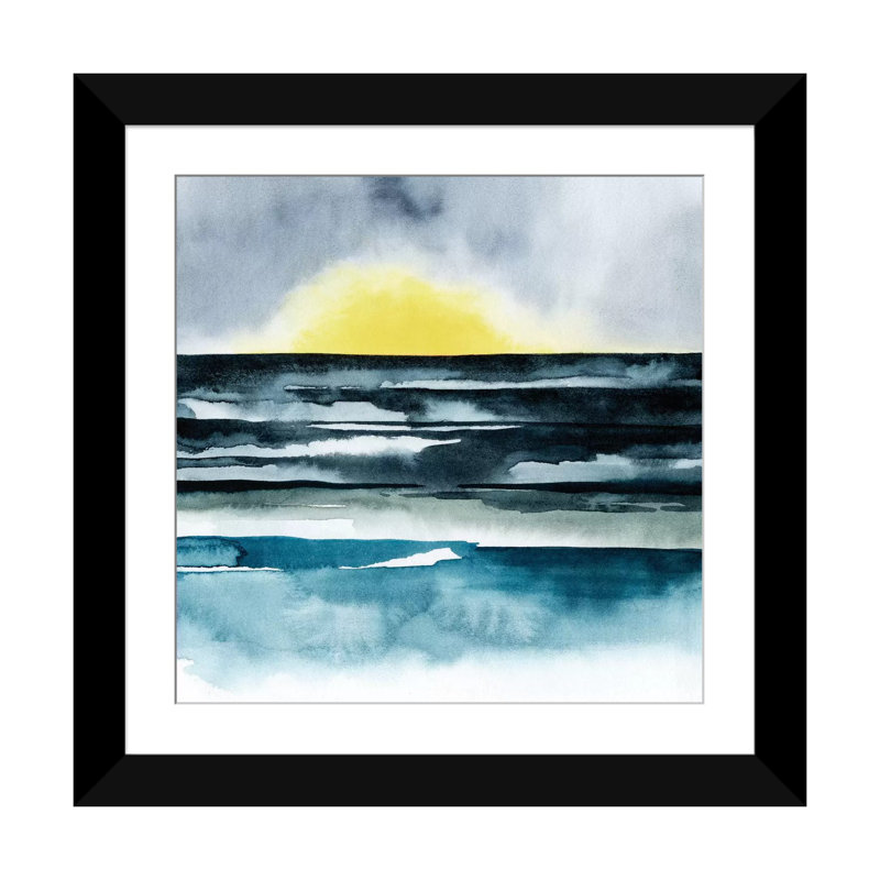 « seaside brume ii », reproduction sur toile, H 24 po x l 24 po x P 1 po, Papier avec cadre noir, Blanc