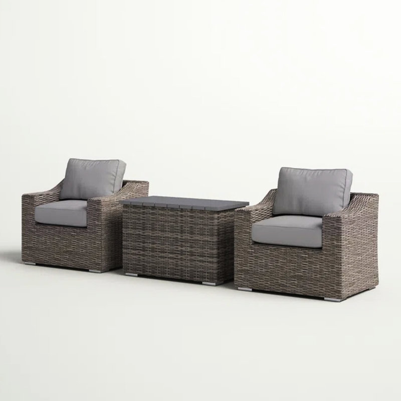 Ensemble de conversation extérieur gris - Fauteuils et table basse avec coussins pour la détente