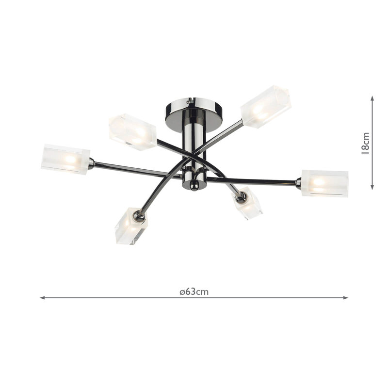 Nevaeh Glass Semi Flush Mount, Black Chrome