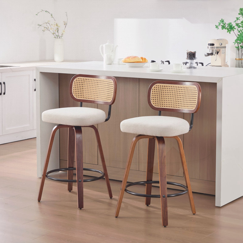 Ensemble de 2 tabourets de bar à hauteur de comptoir, Beige, 2