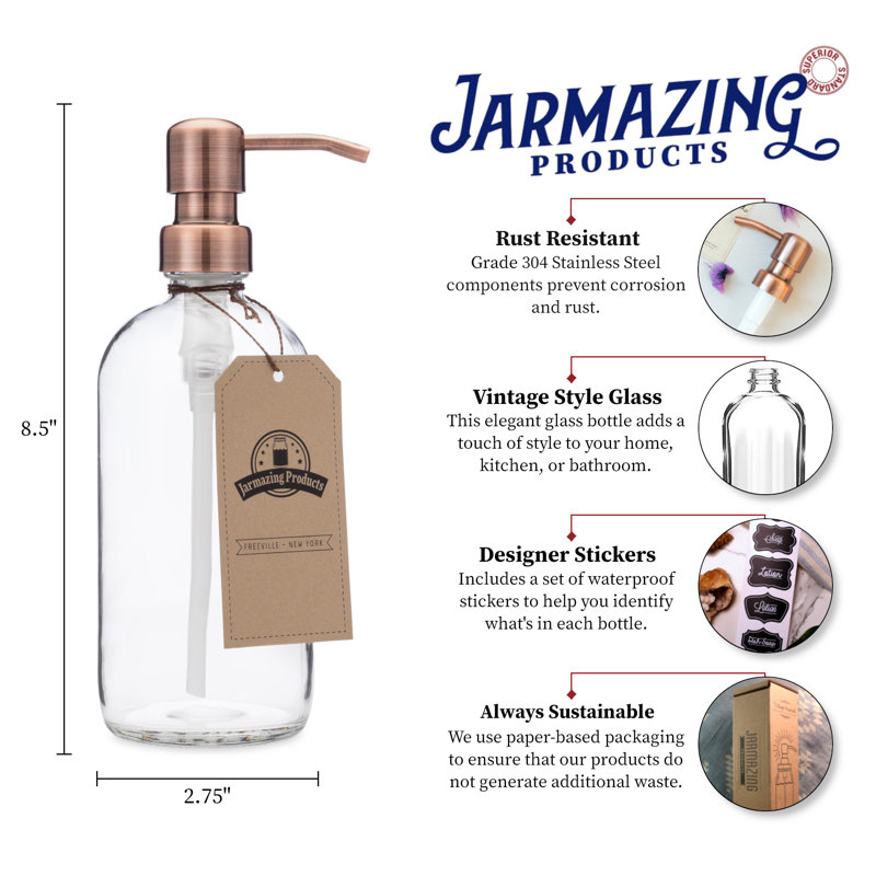 Distributeur de lotion en verre, Cuivre / transparent
