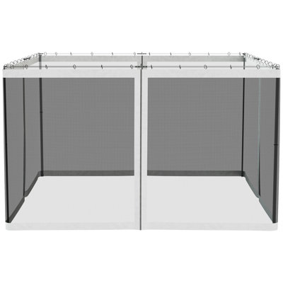 Outsunny 10' x 12' Universal Replacement Mesh Sidewall Netting for Patio Gazebos and Canopy Tents with Zippers, Sidewall Only, White