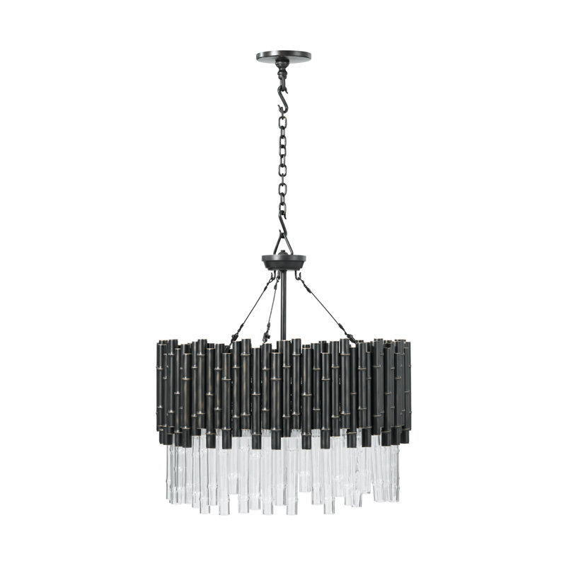 TA Illuminations Chandelier, 6 Lights, Romulus Bamboo, 17.5" H x 27.75" W x 27.75" D