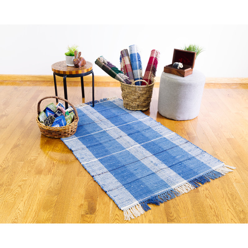 Cotton Plaid Indoor Rug, Rectangle 2' x 3'