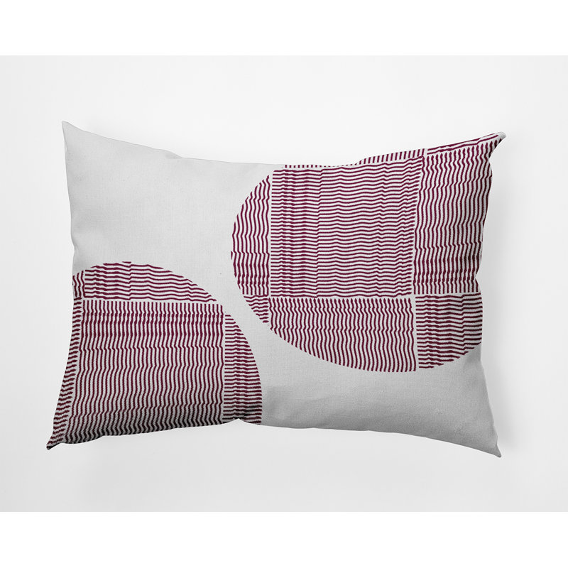 Geometric Outdoor Reversible Throw Pillow, Maroon Red