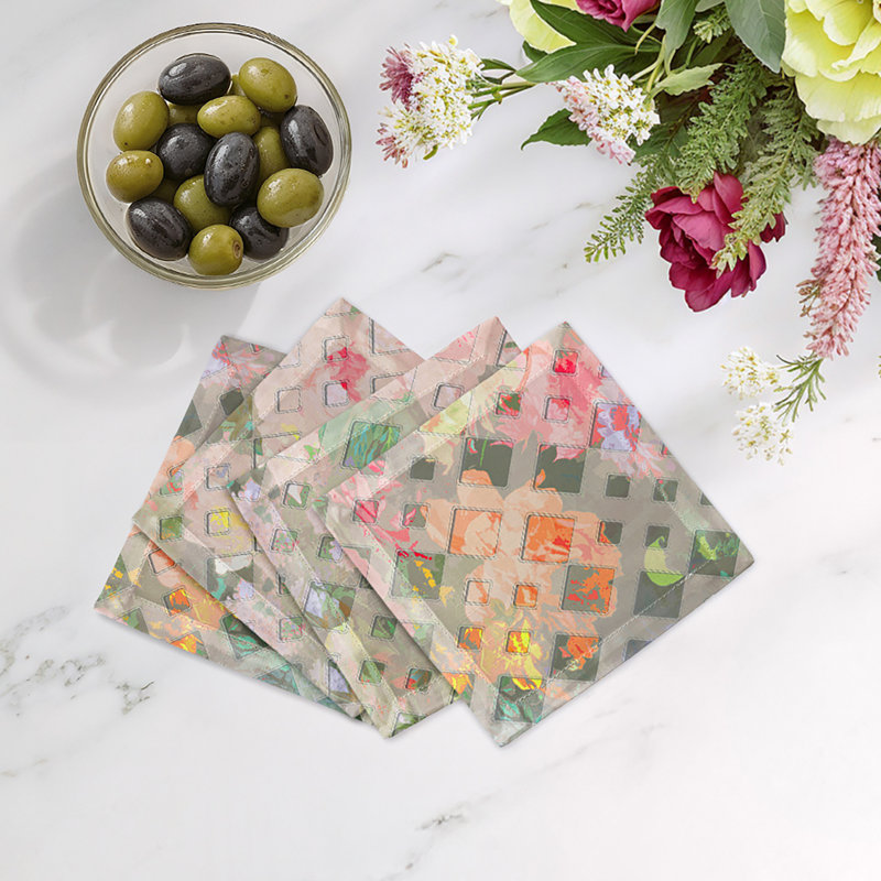 Serviettes de table en satin de coton Defosse Trellis Azalea, Azalée