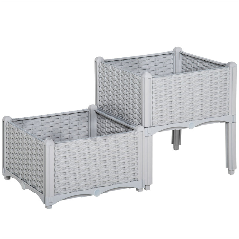 Support pour plante en polypropylène pour espace extérieur, 15,8 po, avec utilisation quotidienne pratique, gris