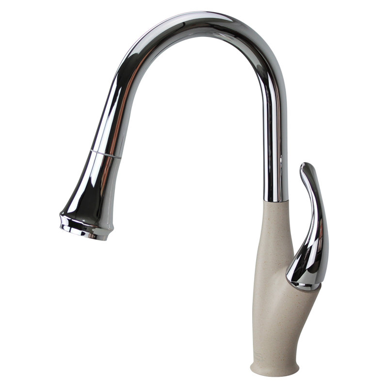Transolid Layla Pull Out Kitchen Faucet, Polished Chrome/Cafe Latte