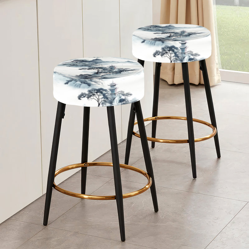 Encre de Chine, ensemble de 2 tabourets de bar chinois