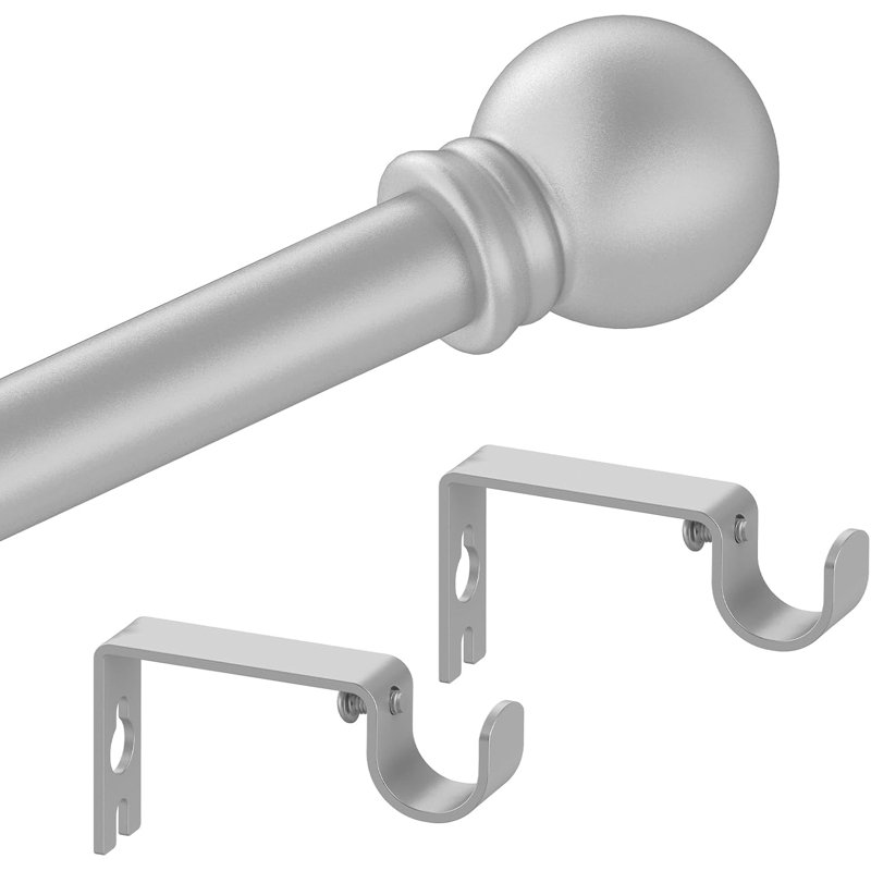 Silver Curtain Rods for Windows with Brackets