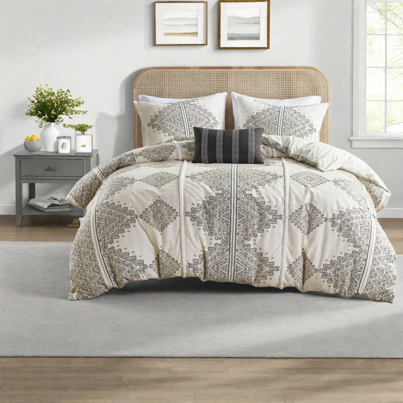 Modern Boho Bedding Sets, Polyester Duvet Cover Set With Throw Pillow, Full/queen Size