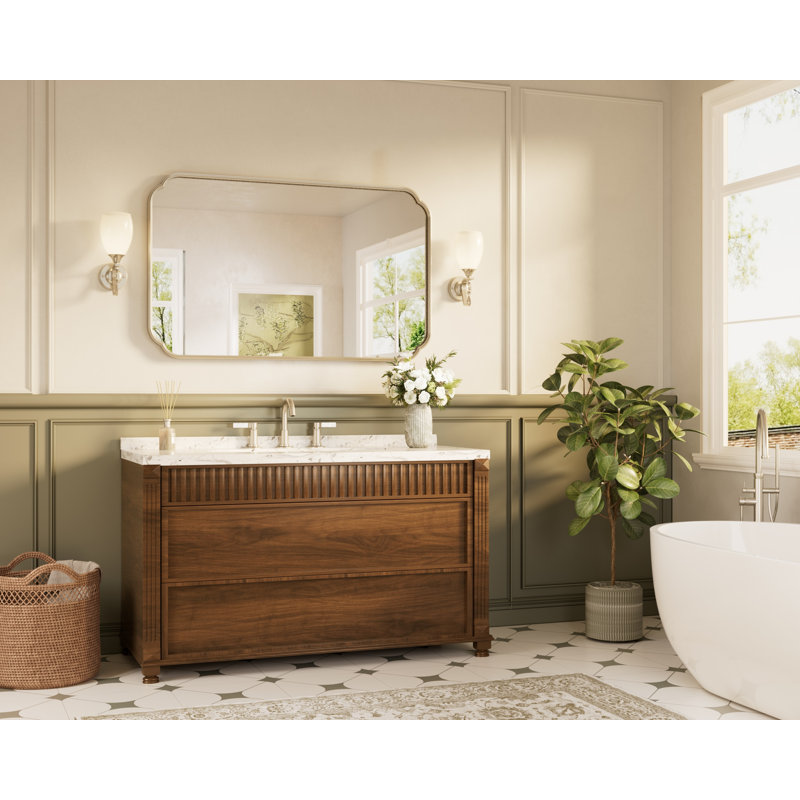 Miroir de salle de bain mural avec miroir trempé, 30" x 48", Nickel