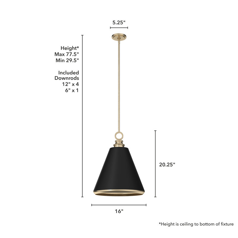 Klein 3 - Light Metal Cone 16 inch Pendant, Alturas Gold