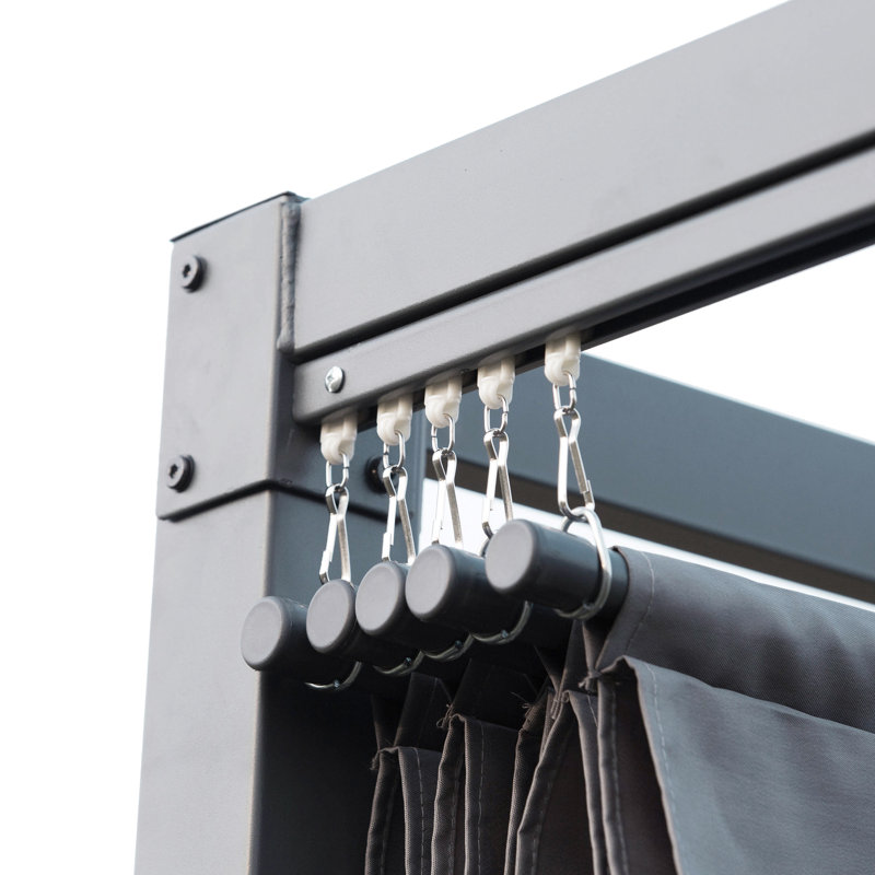 Pergola de patio avec auvent rétractable, Gris foncé, H 87,4 po x l 118,1 po x P 157,5 po