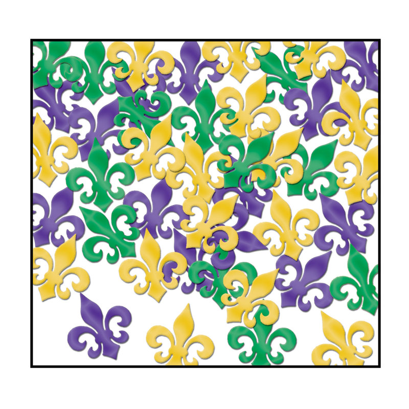 Confettis fanci fetti fleur de lis, Vert / or / mauve