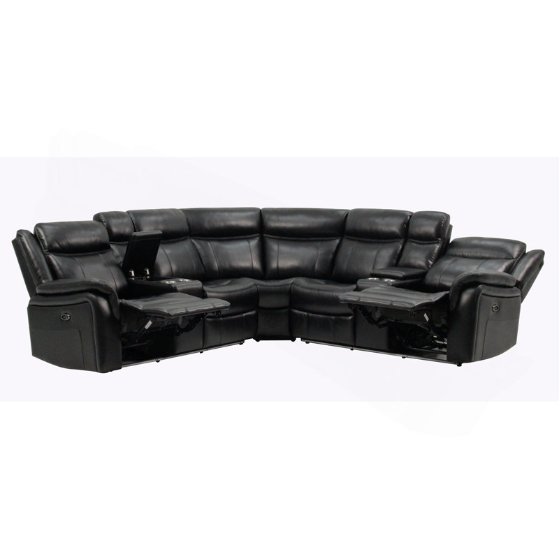 BLACK LEATHER SECTIONAL