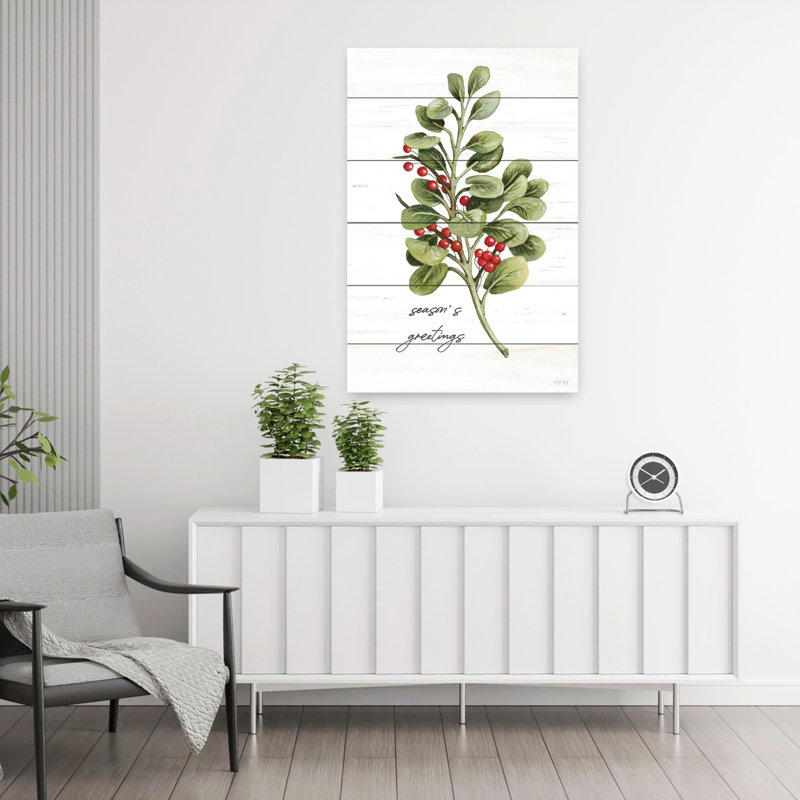 «Season's Greetings», verdure, art contemporain d'hiver, H 36 po x l 24 po