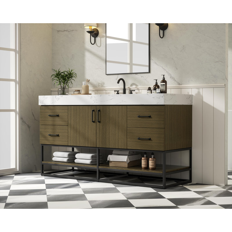 Meuble-lavabo simple 60 po, Brun châtaigne