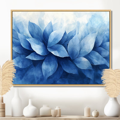 Bleu et brun, délicates pétales de fleurs - herbes, art mural