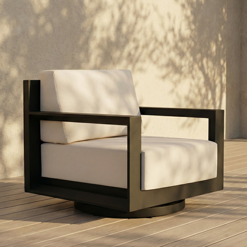 Chaise pivotante en aluminium Aden, Crème