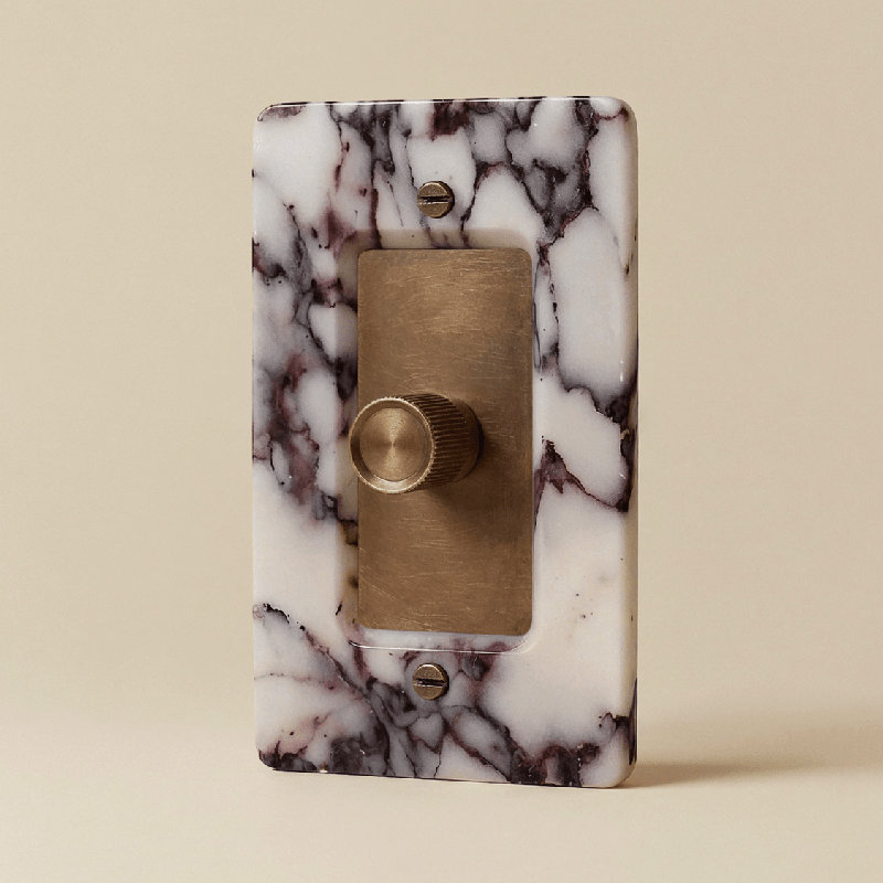 The Stone 3-Way Dimmer Switch, Marble-Calacatta Viola/ Finish-Vintage Brass