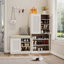 Armoire de rangement pour chaussures multifonctionnelle avec banc et compartiment de rangement 7 + 3, panneau de couches réglable
, Banc à chaussures avec coussin pour l'entrée, étagère à chaussures autoportante pour vestibule, couloir-554953664-554953667