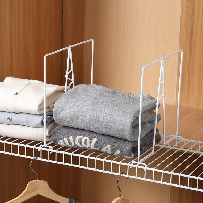 10-Pack White Wire Shelf Dividers - Closet Shelf Organizer - Easy To Install Shelf Divider For Pantry/Garage And More - No Tool - PE Coating Steel - Suitable For 12Inch Deep Wire Shelves