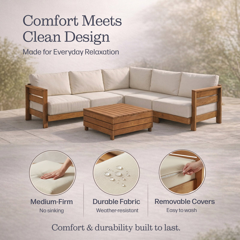 Barton Weather-Resistant Set of 2 Outdoor Patio Furniture Set with Outdoor Sectional and Lift Top Coffee Table