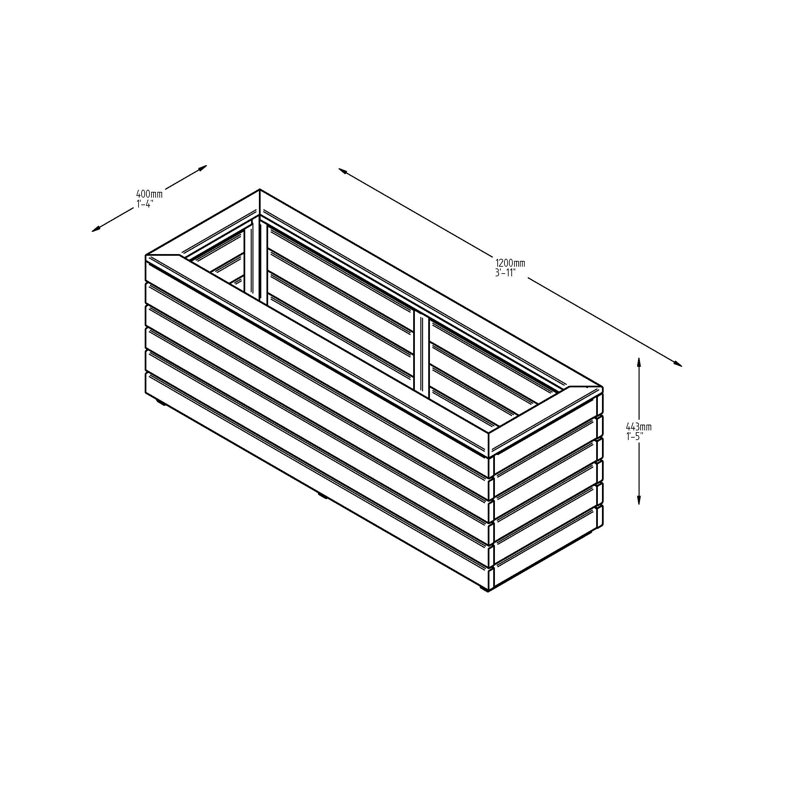 Handmade Wood Planter Box, 15.7cm W x 47.2cm L x 17.36cm H