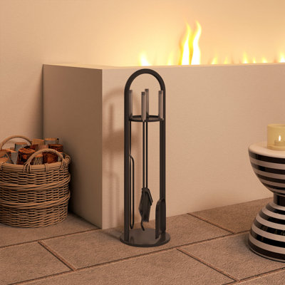 Outsunny 5 Pieces Fireplace Tools Set Metal Fireside Companion Set Silver