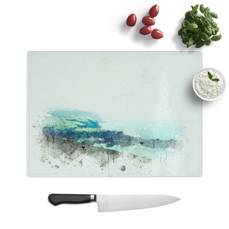 Tempered Glass Port Isaac in Cornwall Chopping Board, 28.5 cm W x 20 cm L