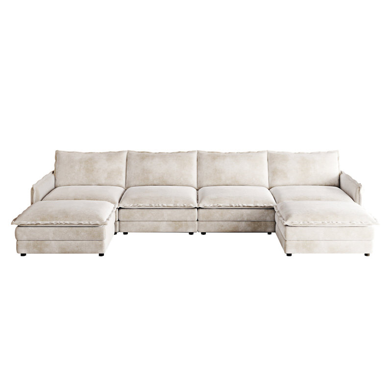 Canapé rembourré avec repose-pieds, Beige