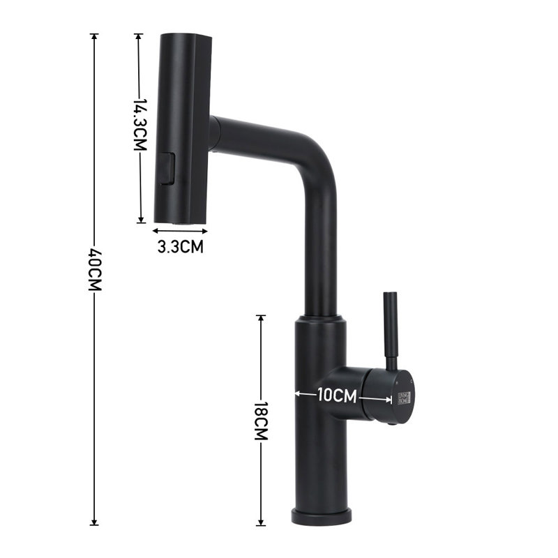 Belfry Kitchen Mallouk Pull Out Kitchen Faucet, Black