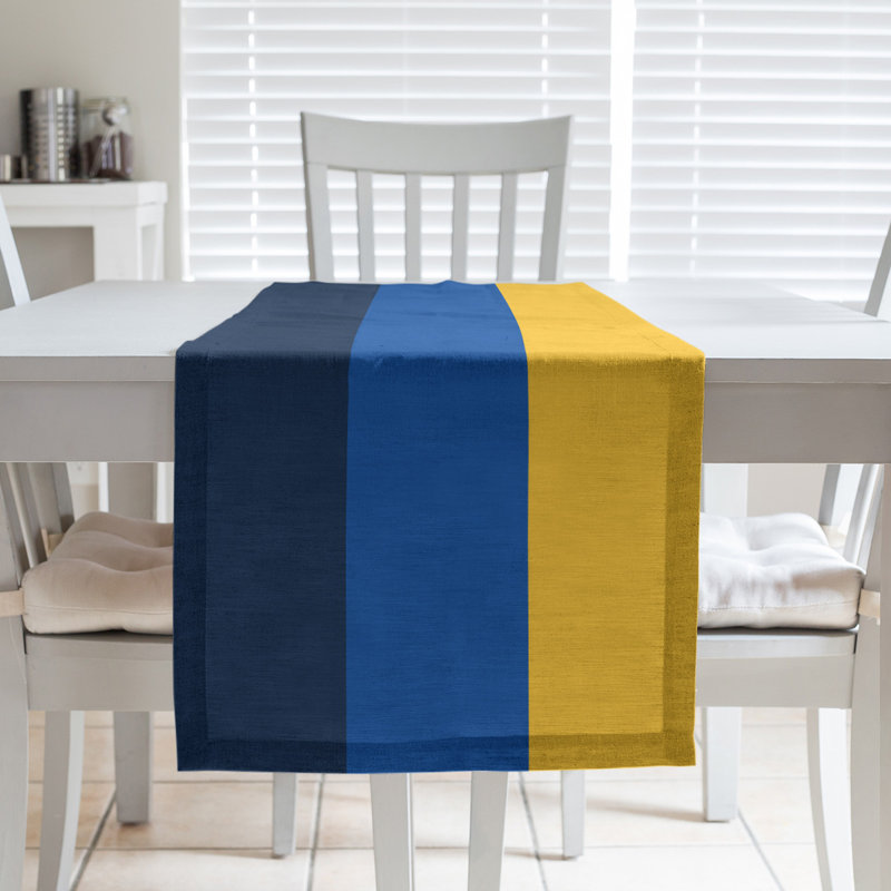 Boston Table Runner, 72" x 16", Cotton Blend, St. Louis,Navy Blue/Royal Blue/Gold