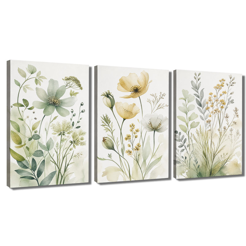 Tableau mural sur toile, aquarelle botanique de fleurs sauvages, 12 * 18 pouces * 3