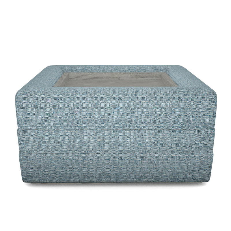 Boyden Ottoman with Wood Tray, Tuck Cobalt, Dove Gray